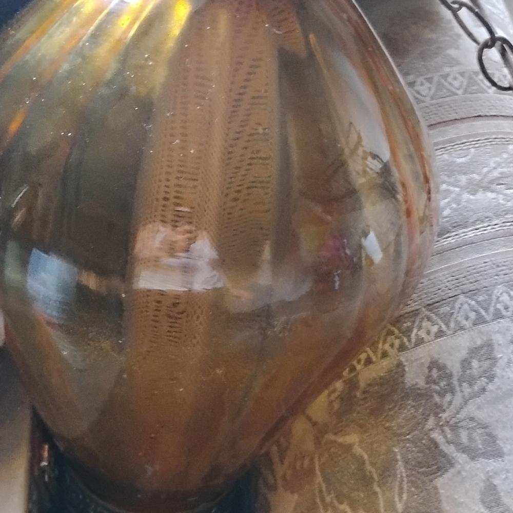 Vintage Amber Glass Hanging Lamp